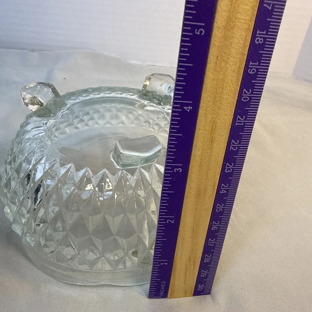 Vintage Indiana Glass Diamond Point 3 Toed Serving Bowl 5